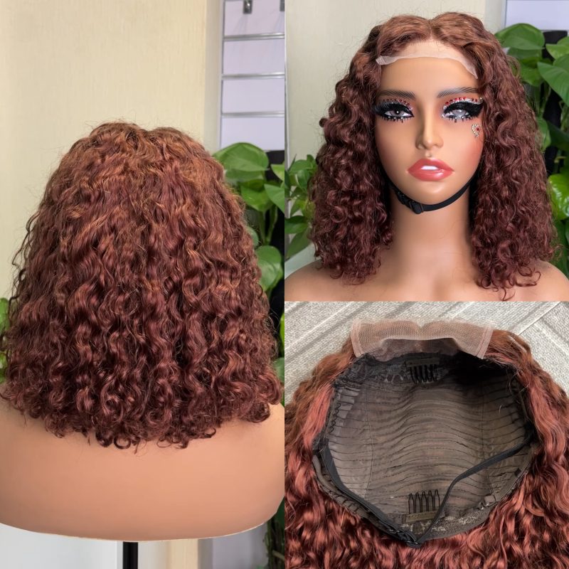 Water Wave 5x5 Double Drawn Transparent Lace Closure Bob Wig - 图片 6